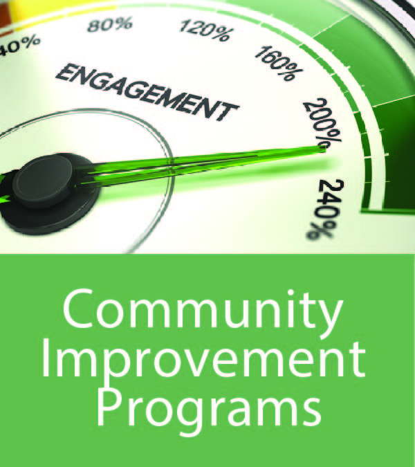 Closeup of a dial showing engagement. Link to Community Improvement Programs.