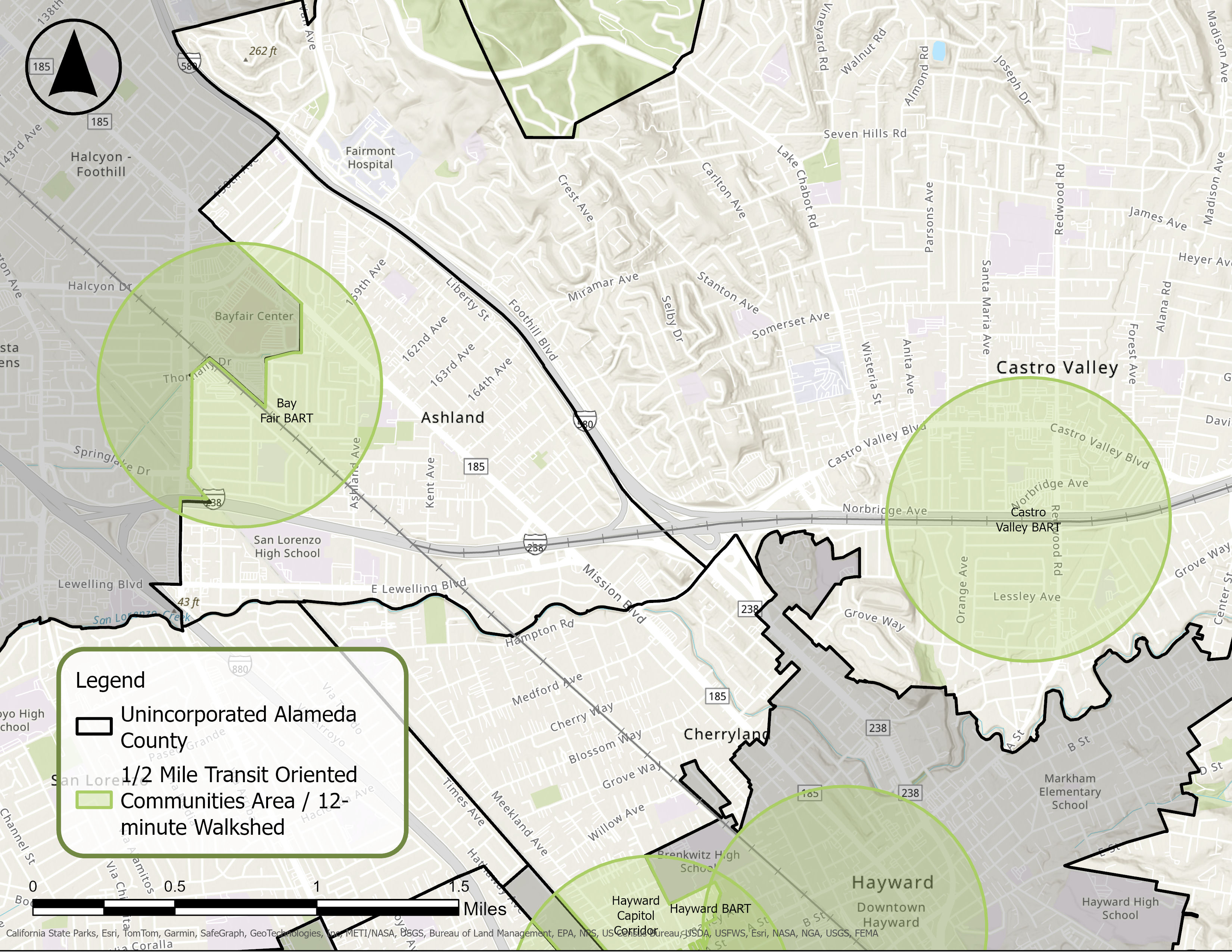 Map showing the transit oriented communities. Click to enlarge map.